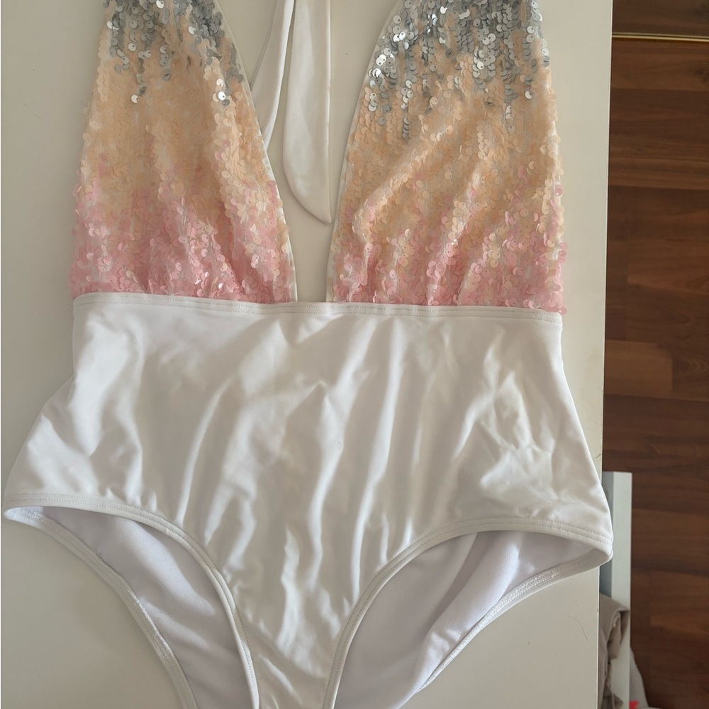 Sequin Halter One-Piece Bodysuit